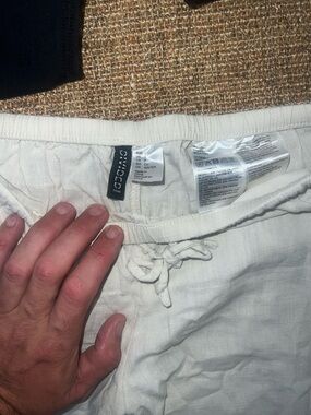 H&M Cream Linen Drawstring Pants